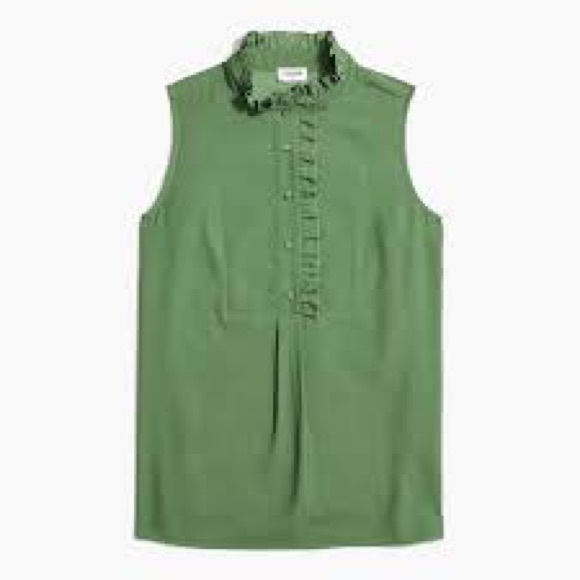 J. Crew Ruffle Trim Sleeveless crepe top blouse - Picture 2 of 6